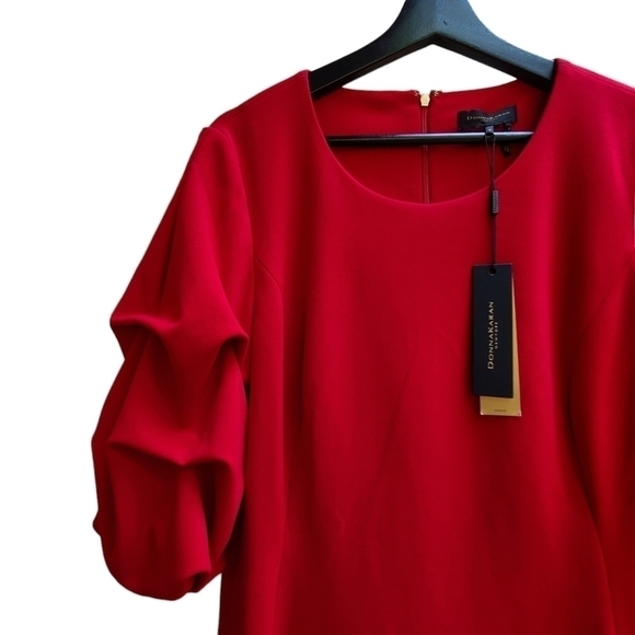 Donna Karen Burgundy Dress with Accent Sleeves, Size Medium - Picture 3 of 10